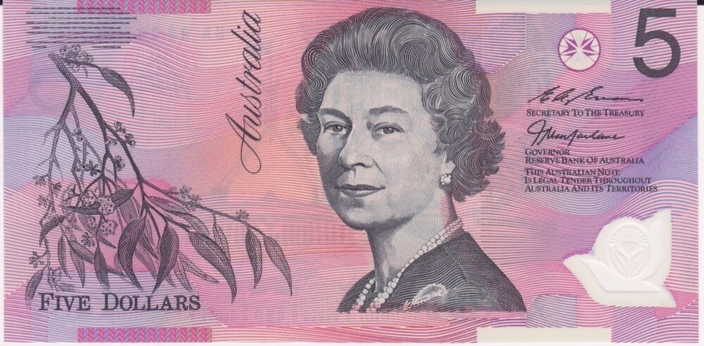 1996 $5 Note Macfarlane/Evans BA96 First Prefix R218aF Uncirculated