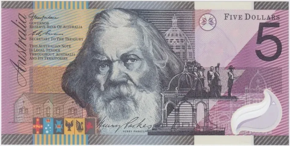 2001 $5 Note Centenary of Federation JD01 Last Prefix Macfarlane/Evans R219L Uncirculated