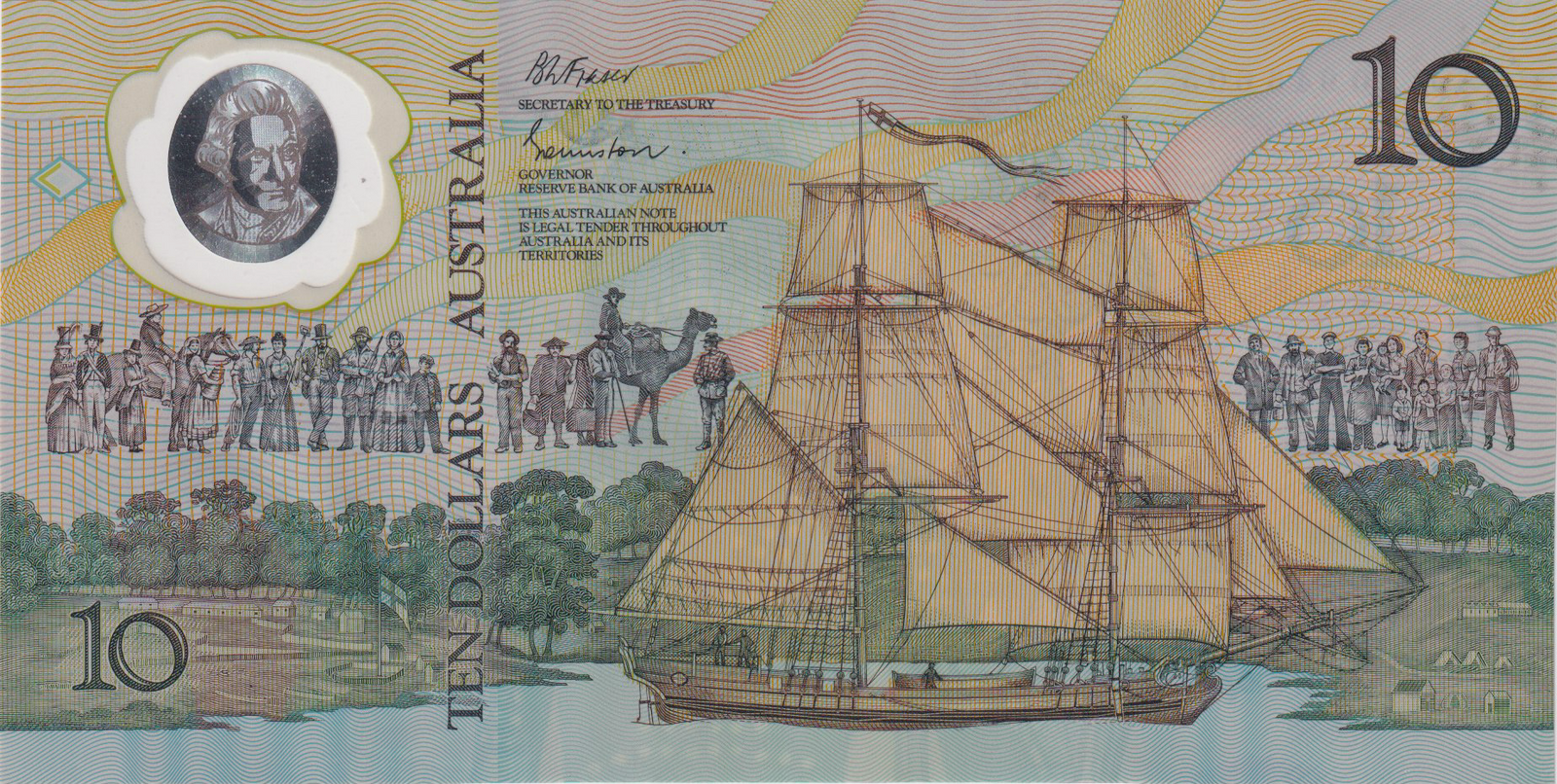 1988 $10 Note Bicentennial 1st Issue AB10 1st Prefix Johnston/Fraser R310aF about Unc