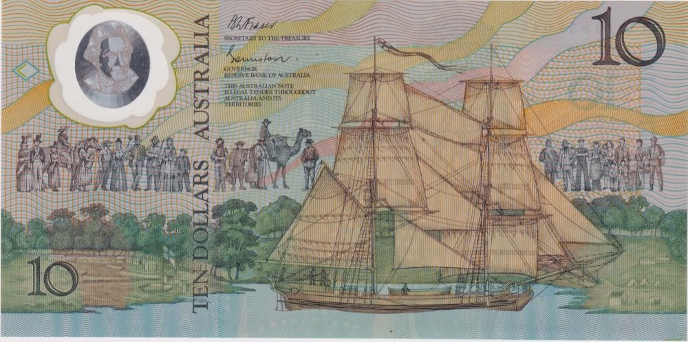 1988 $10 Note Bicentennial 1st issue AB 10 First Prefix Johnston/Fraser R310aF Uncirculated