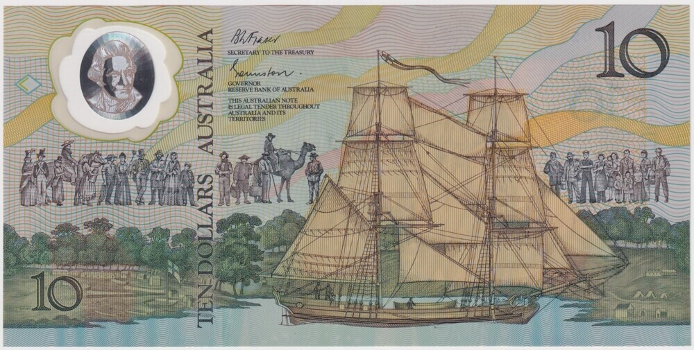 1988 $10 Note Bicentennial 2nd issue AB 10 First prefix Johnston/Fraser R310bF good EF