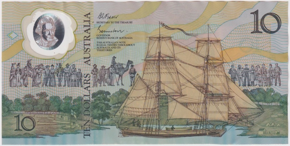 1988 $10 Note Bicentennial 2nd issue AB 10 First prefix Johnston/Fraser R310BF good VF