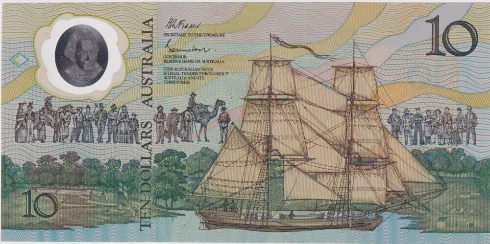 1988 $10 Note Bicentennial 2nd issue AB 57 Last prefix Johnston/Fraser R310BL about Unc