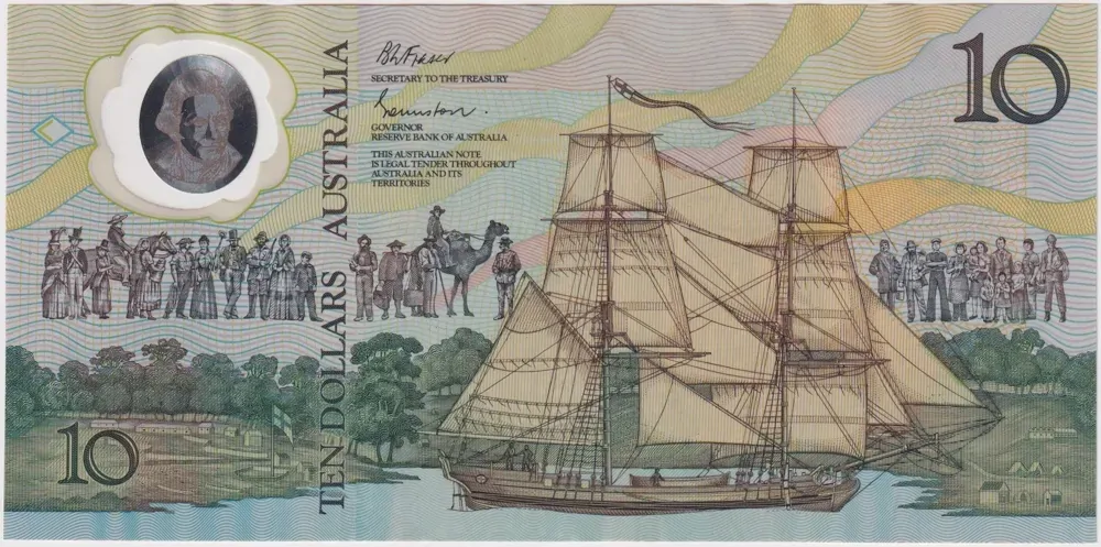 1988 $10 Note Bicentennial 2nd issue AB 57 Last prefix Johnston/Fraser R310BL good EF product image