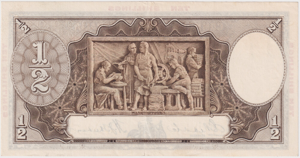 1934 Ten Shilling Riddle/Sheehan R10 PCGS about Unc AU53