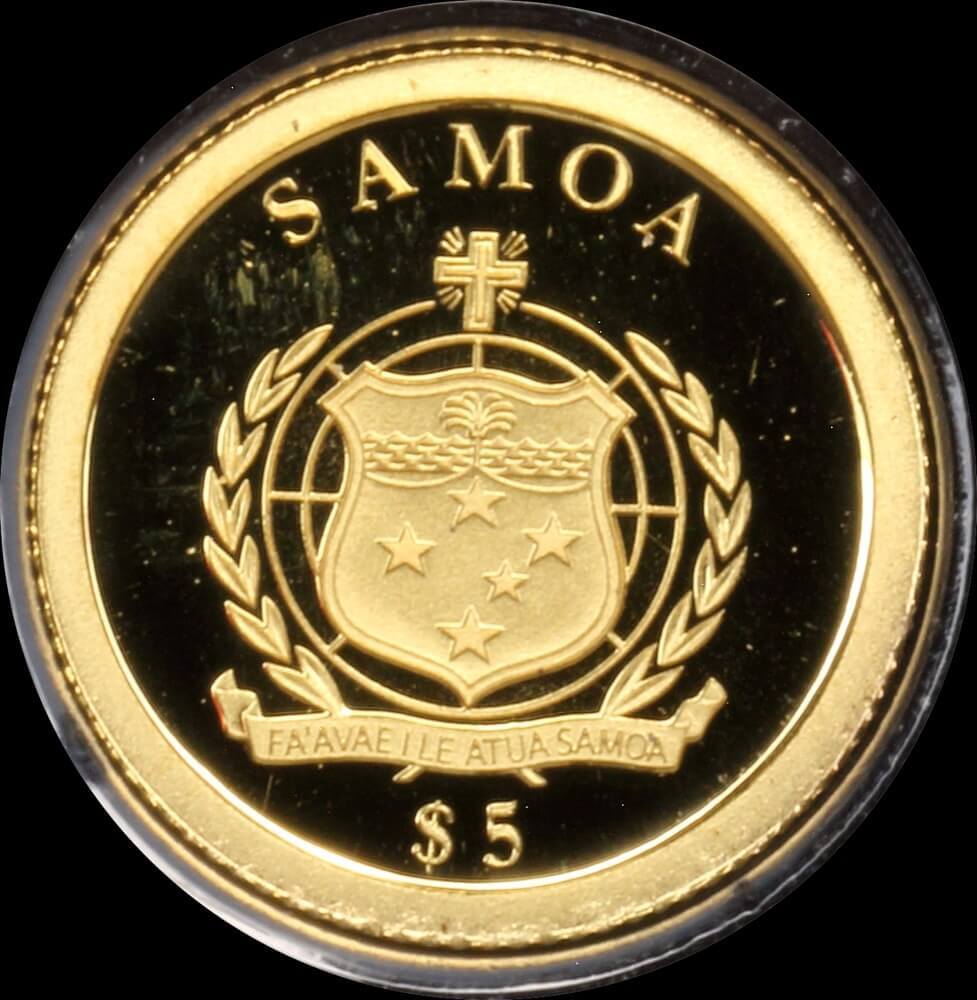 Samoa 2013 Gold 5 Dollar Half Gram Coin Moon Landing product image