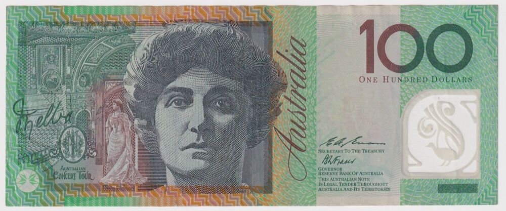1996 $100 Note Fraser/Evans R616 Missing Intaglio Error good VF