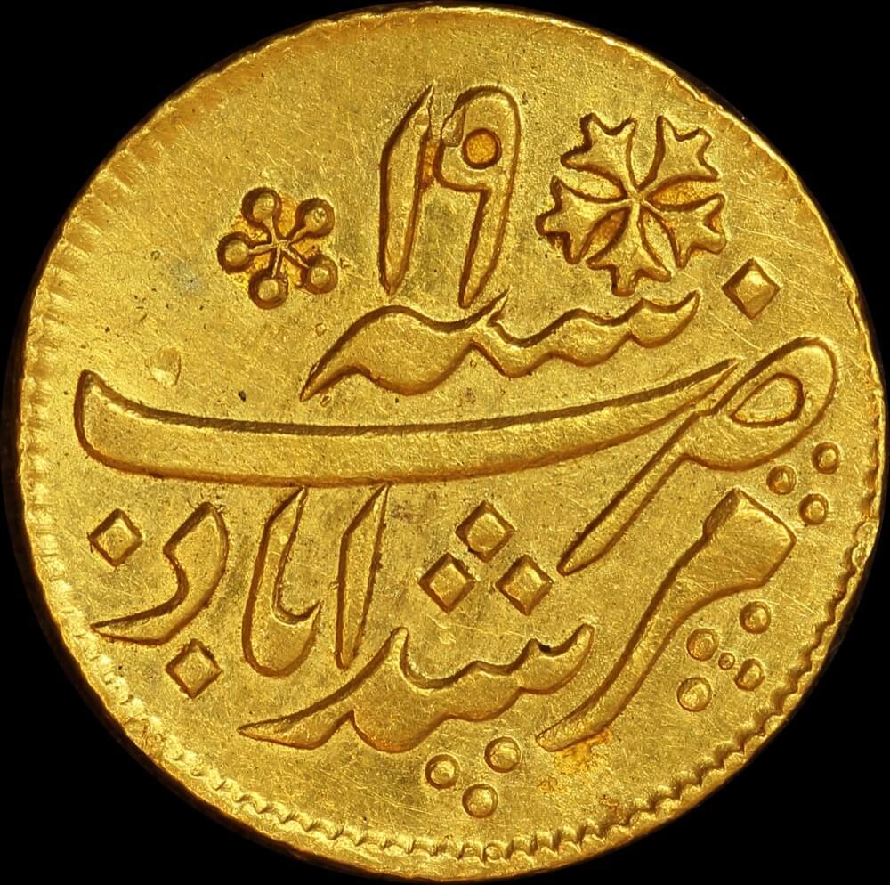 India (British EIC) Bengal 1793 Gold 1/4 Mohur KM# 10 Extremely Fine