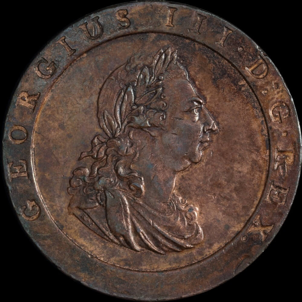 1797 Copper Cartwheel Penny George III S#3777 about Unc