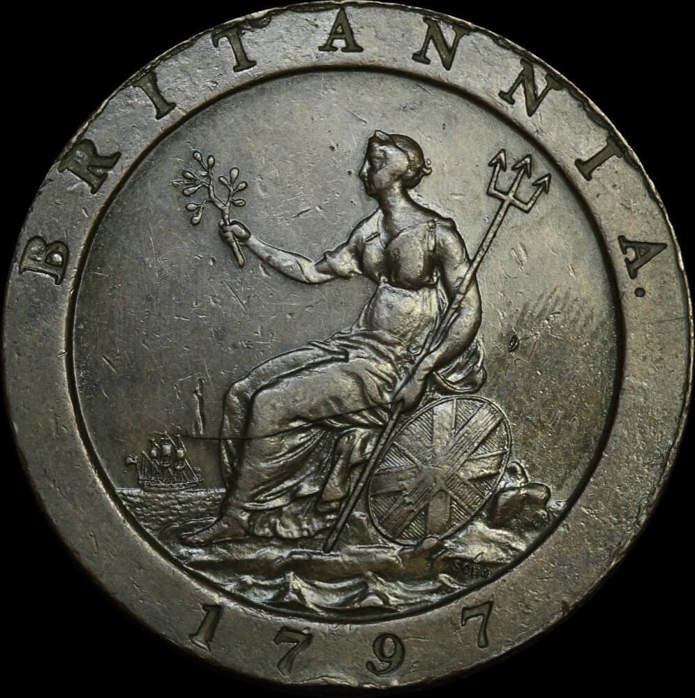 Great Britain 1797 Copper Penny S# 3777 EF