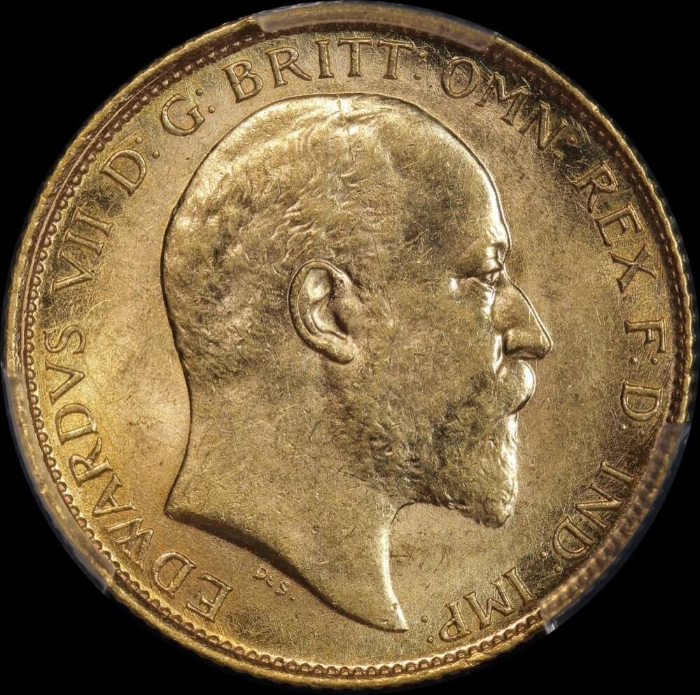 1908 Melbourne Edward VII Half Sovereign Unc (PCGS MS62)