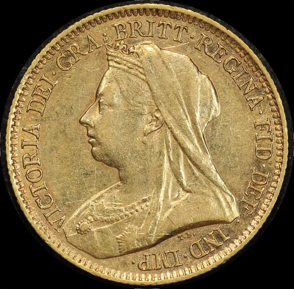 1893 Sydney Veiled Head Half Sovereign about EF