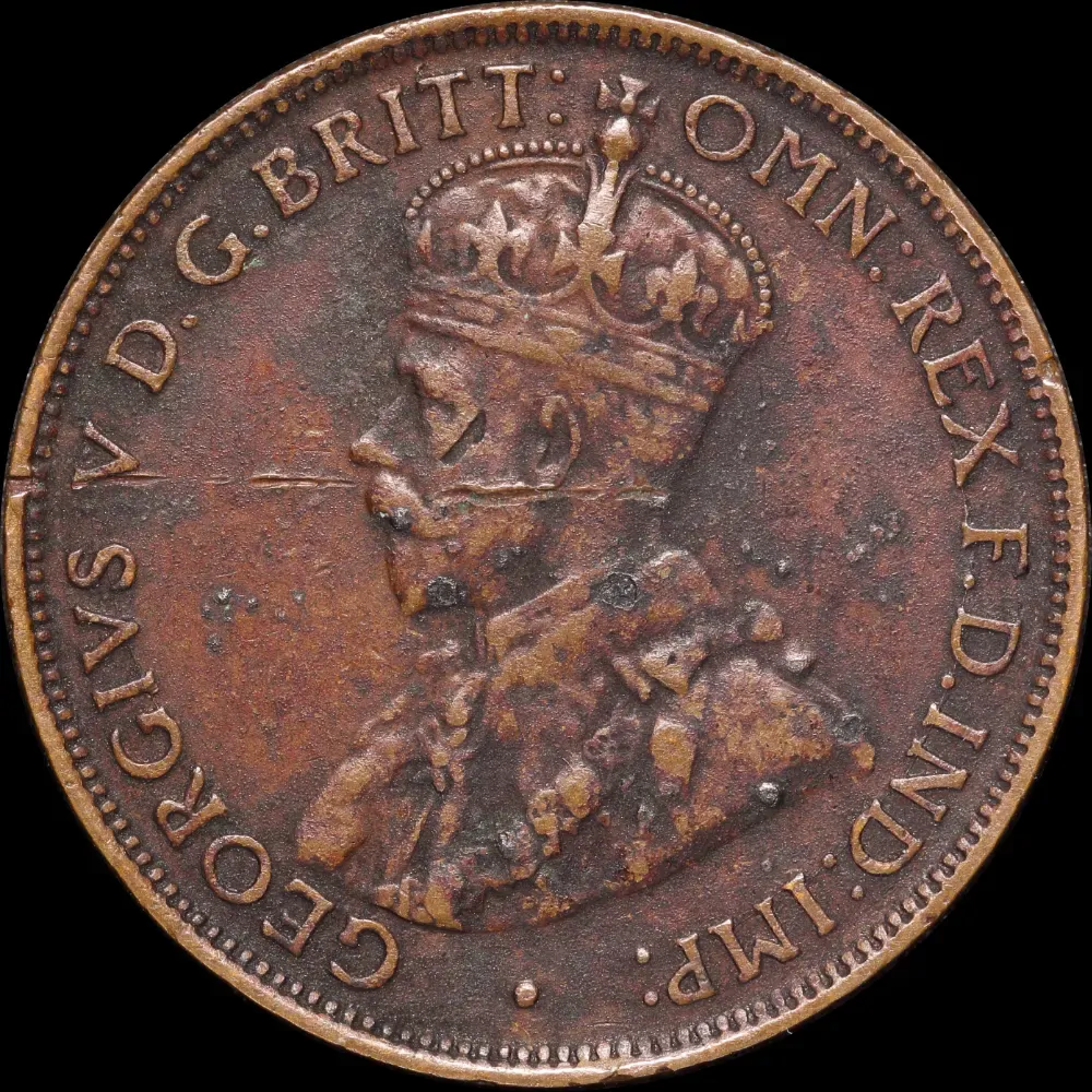1923 Halfpenny Genuine full centre diamond with black crust