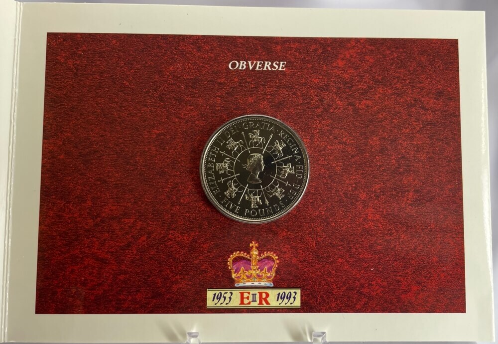 United Kingdom 1993 5 Pounds Uncirculated 40th Anniversary Coronation Crown product image