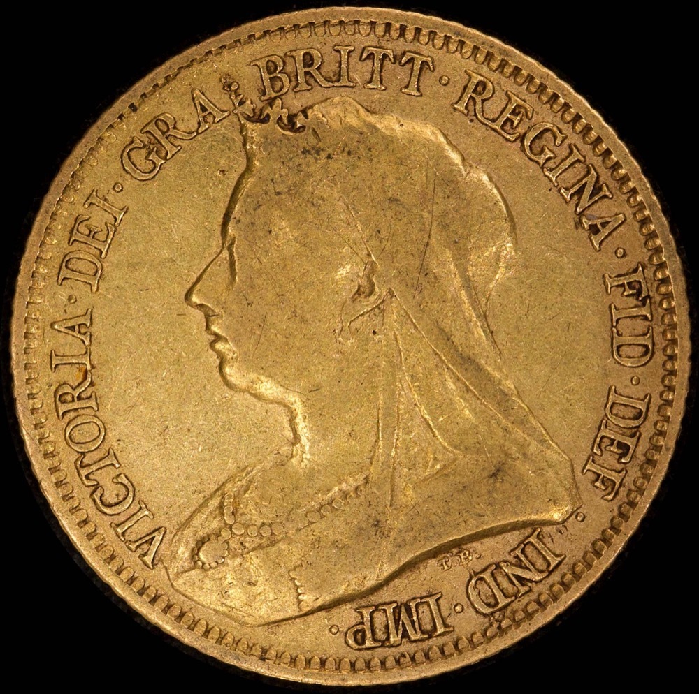 1893 Sydney Veiled Head Half Sovereign about VF