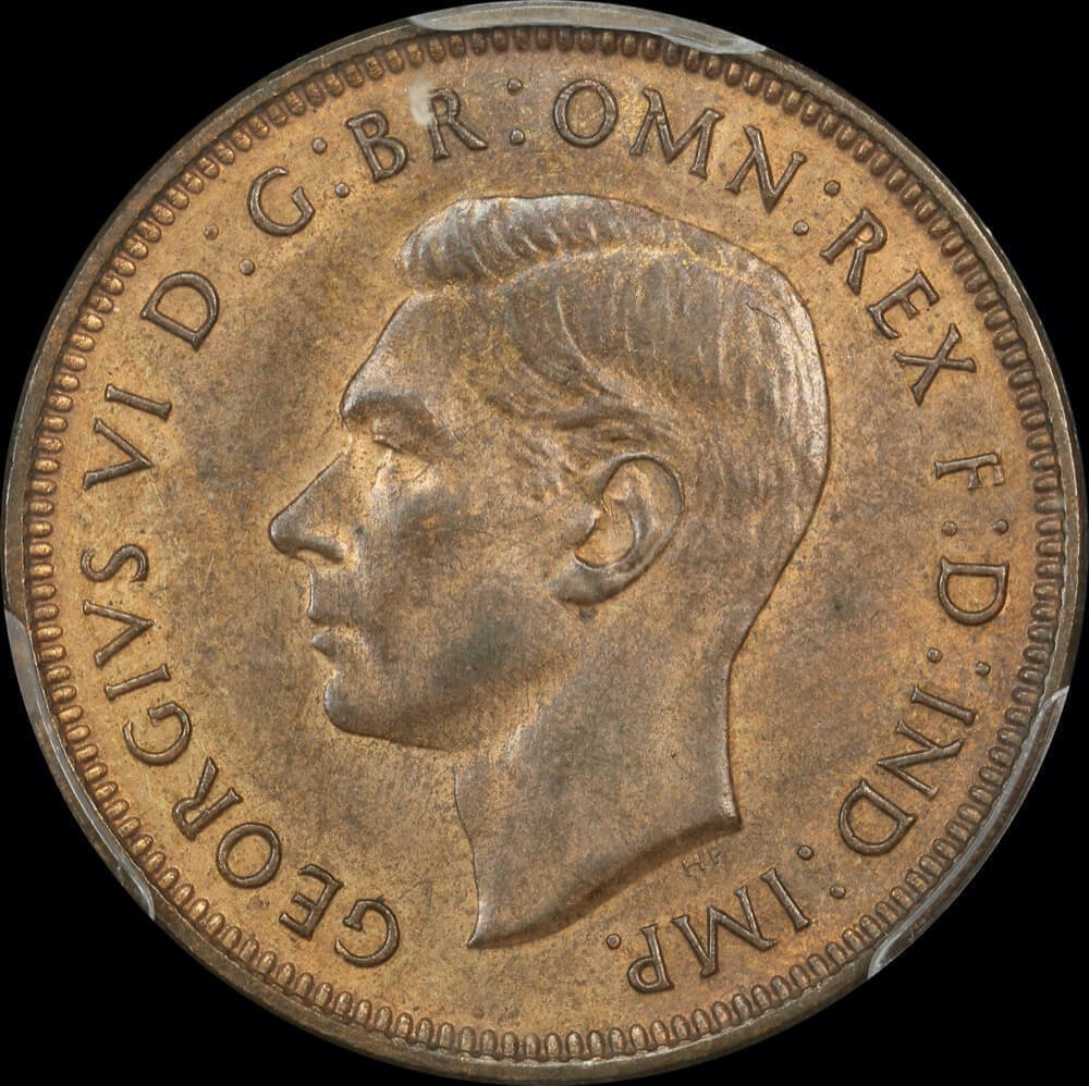 1938 Halfpenny Uncirculated PCGS MS62RB