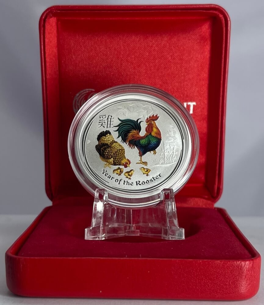 2017 Silver Lunar 1/2oz Coloured Coin Series II Rooster product image