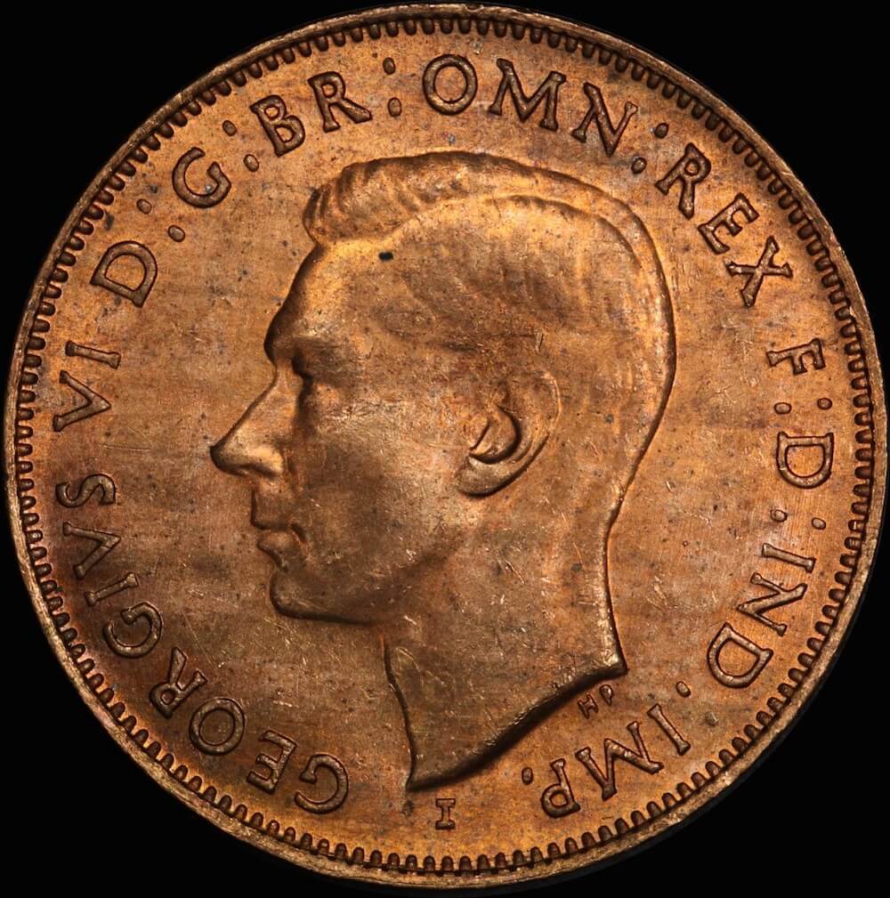 1943-I Halfpenny Choice Unc (PCGS MS63RB)