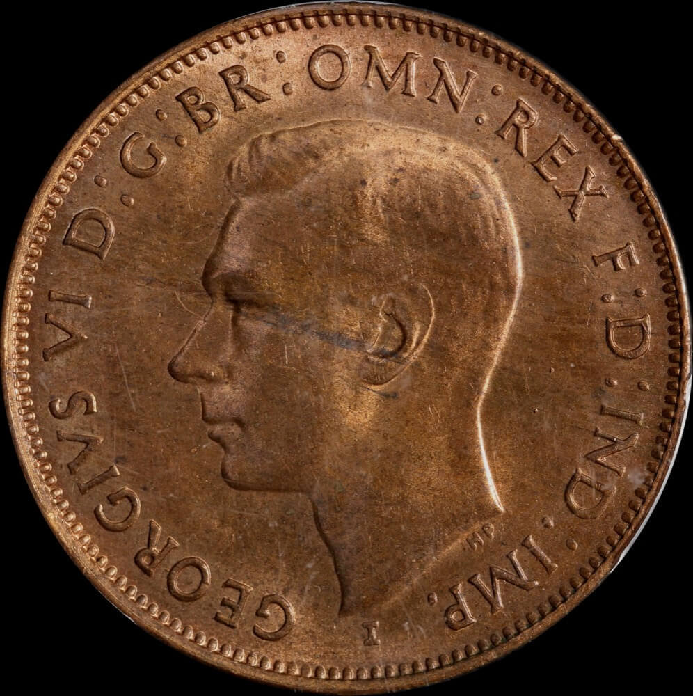1943-I Halfpenny Choice Unc (PCGS MS64RB)