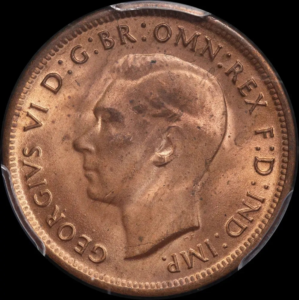 1943-I Halfpenny Choice Unc (PCGS MS64RB)