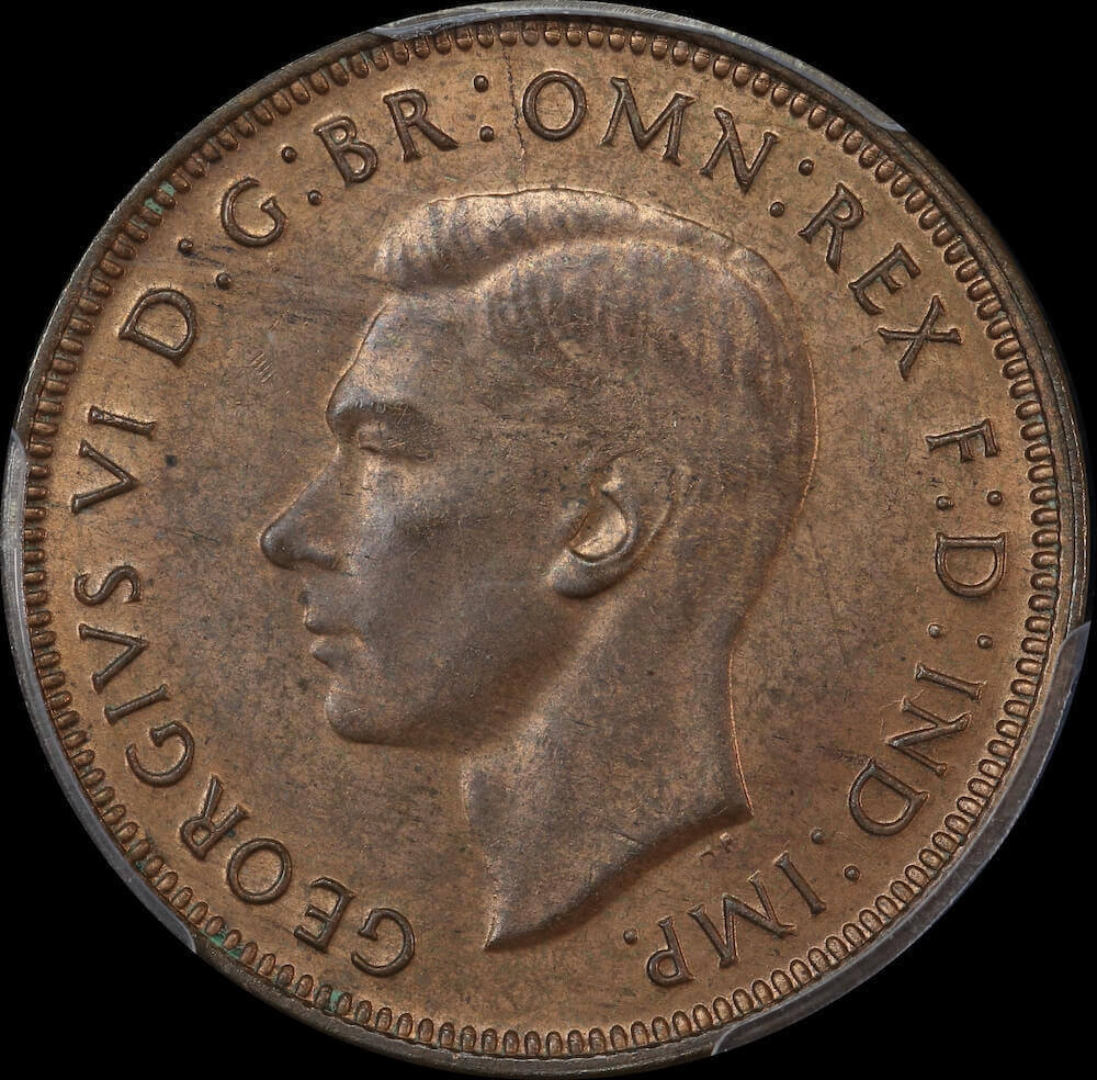 1944 Halfpenny Choice Unc (PCGS MS64RB)