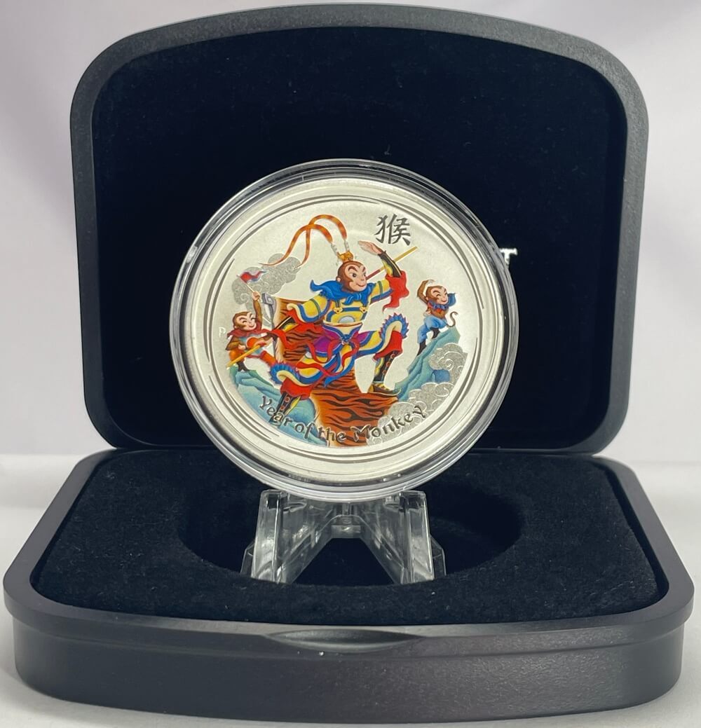 2016 Silver 1 Ounce Coloured Proof Lunar Monkey King product image