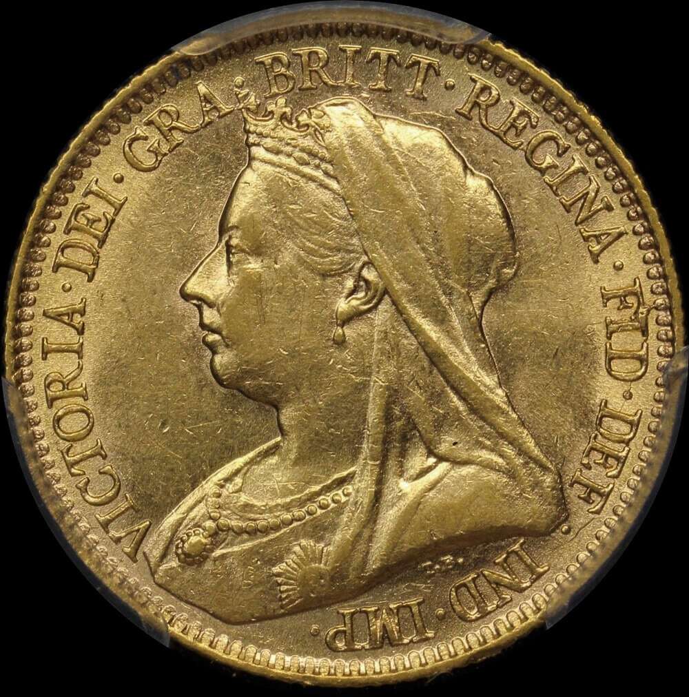 1893 Sydney Veiled Head Half Sovereign PCGS AU55