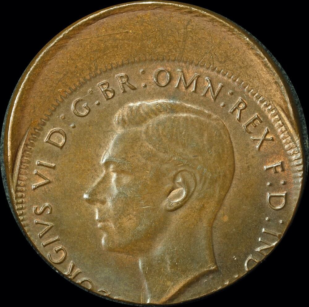 1948 Halfpenny 5.6mm Off strike about Unc