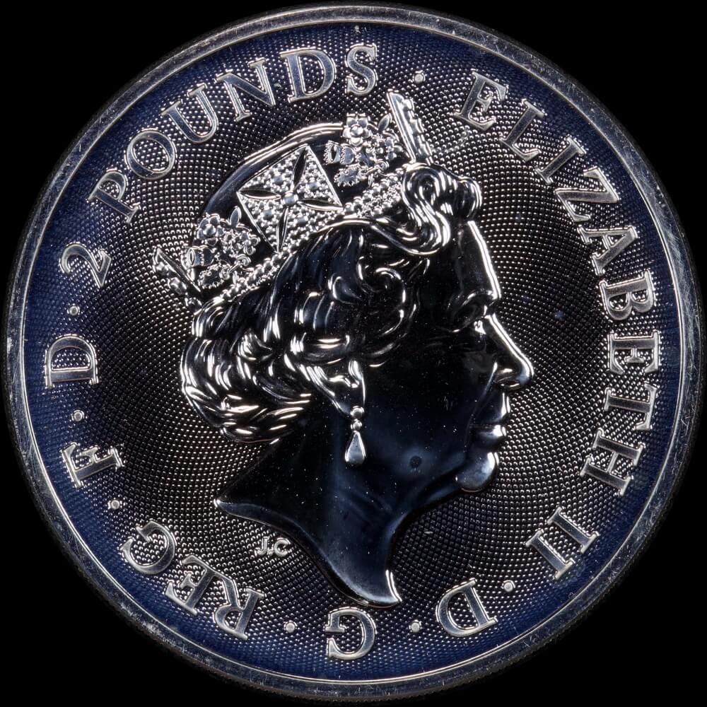 United Kingdom 2018 2 Pounds Silver 1oz Bullion Coin Two Dragons product image