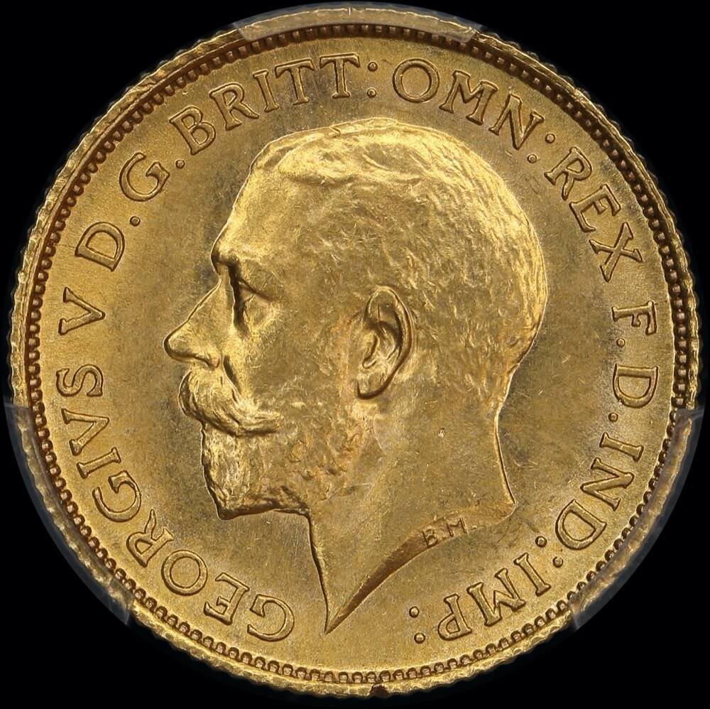 1915 Sydney George V Half Sovereign Choice Unc (PCGS MS64)