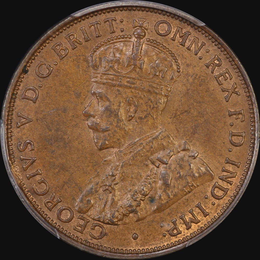 1931 Penny Dropped 1 London Obverse Unc (PCGS MS62BN)