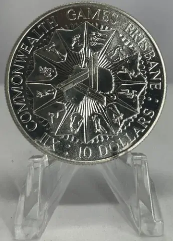1982 10 Dollar Silver Unc Coin Brisbane Commonwealth Games