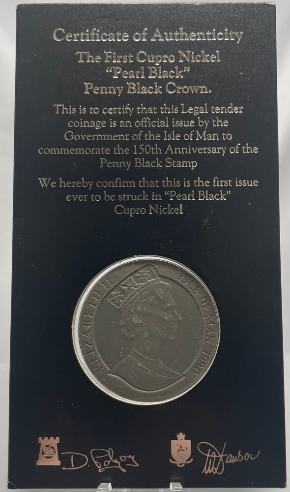 Isle of Man 1990 Pearl Black 1 Crown Penny Black product image