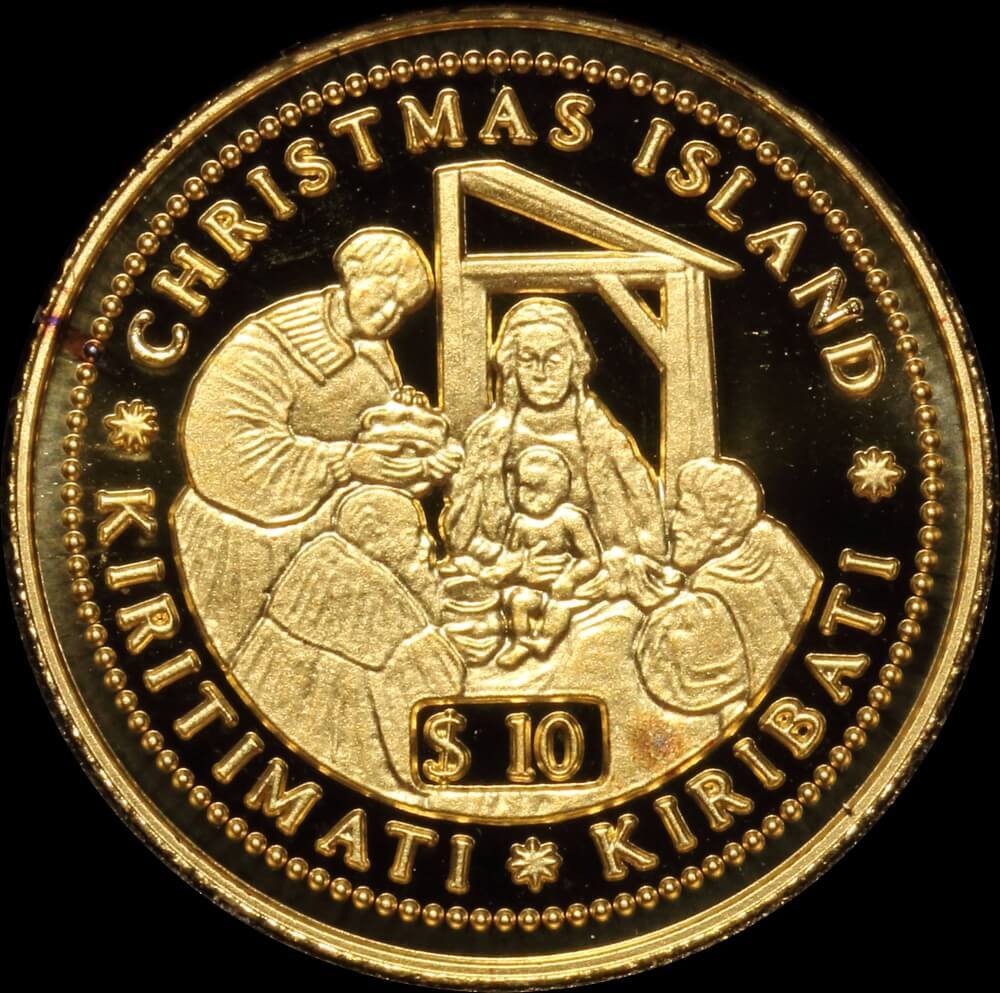 Kiribati 1998 Gold 10 Dollar Proof Coin Christmas Island Three Wise Men Set product image