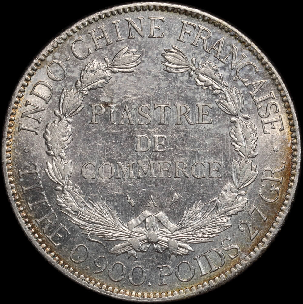 French Indo-China 1926 A Silver Piastre KM# 5a.1 good EF product image