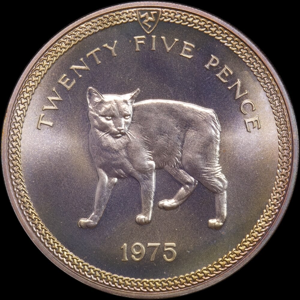 Isle of Man 1975 Silver 25 Pence KM# 31a Manx Cat product image