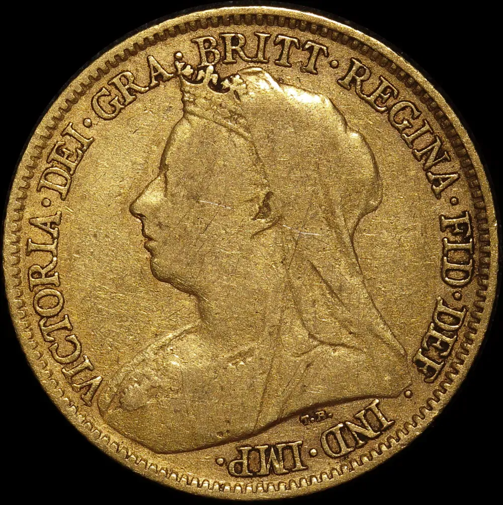 1896 Melbourne Veiled Head Half Sovereign about VF
