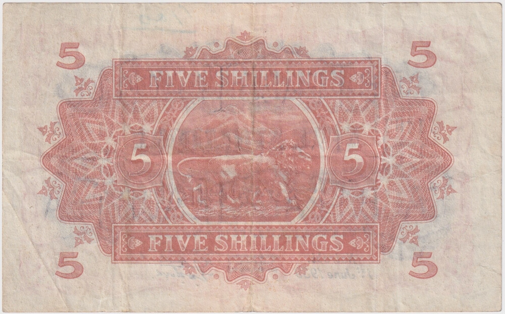 East Africa 1939 5 Shillings Pick#26a good VF product image