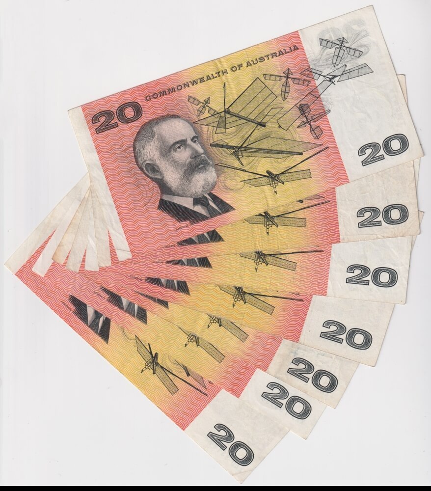 Commonwealth of Australia Paper $20 Note Issued 1966 ~ 1975  Decent Condition