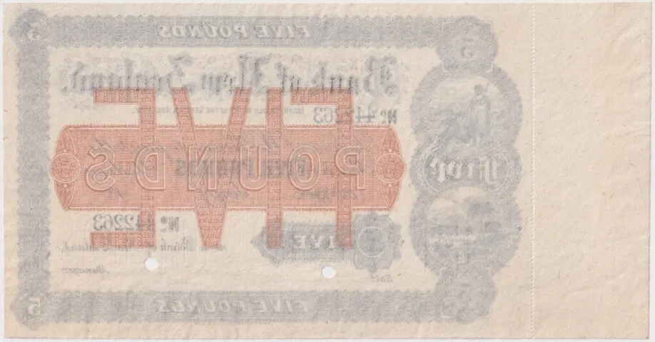 Bank of New Zealand (Dunedin) 1903-1915 5 Pound Note Uncirculated
