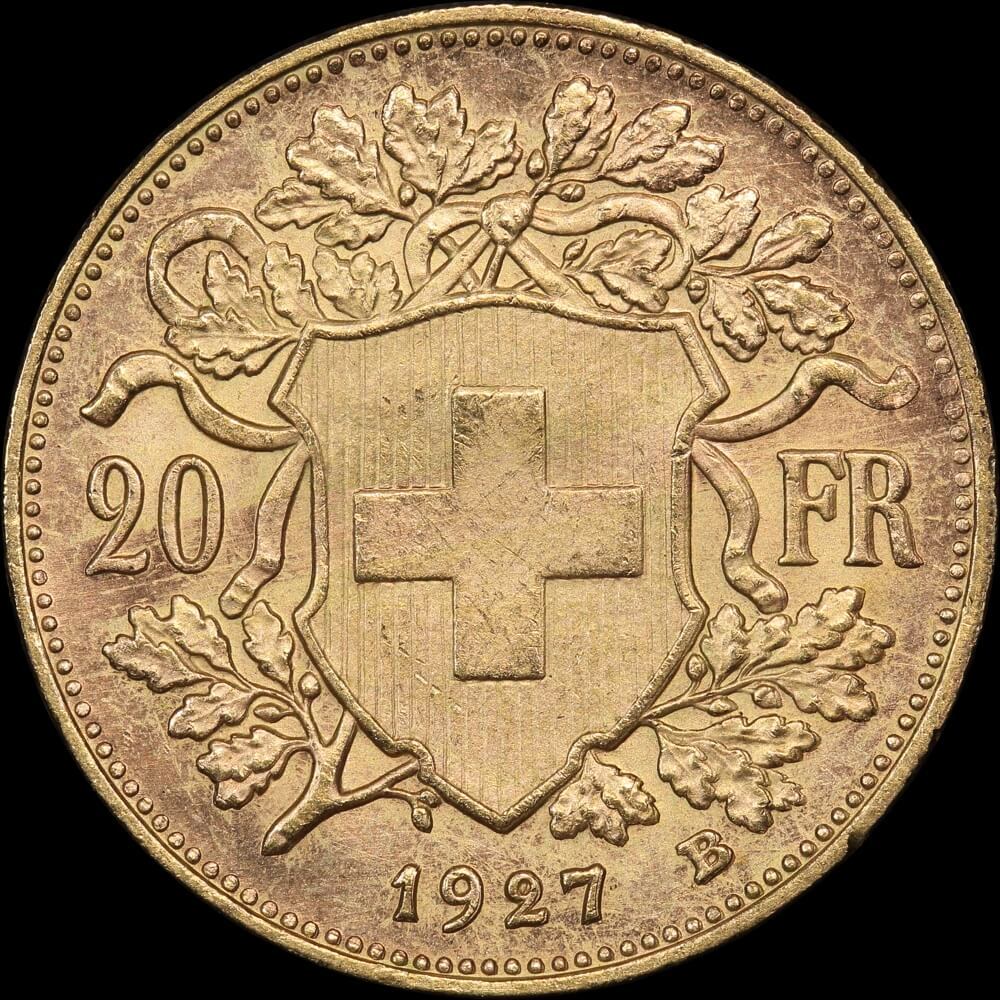 Switzerland 1927-B Gold 20 Francs KM# 35.1 Uncirculated product image