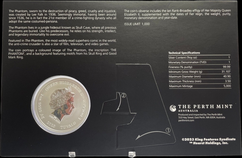 Tuvalu 2023 Coloured Silver 1oz Uncirculated Coin The Phantom  product image