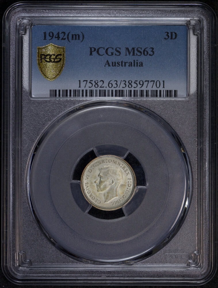 1942 Melbourne Threepence Choice Unc (PCGS MS63) product image