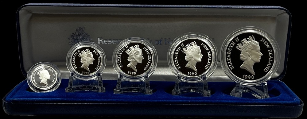 New Zealand 1990 5 Coin Silver Proof Set product image