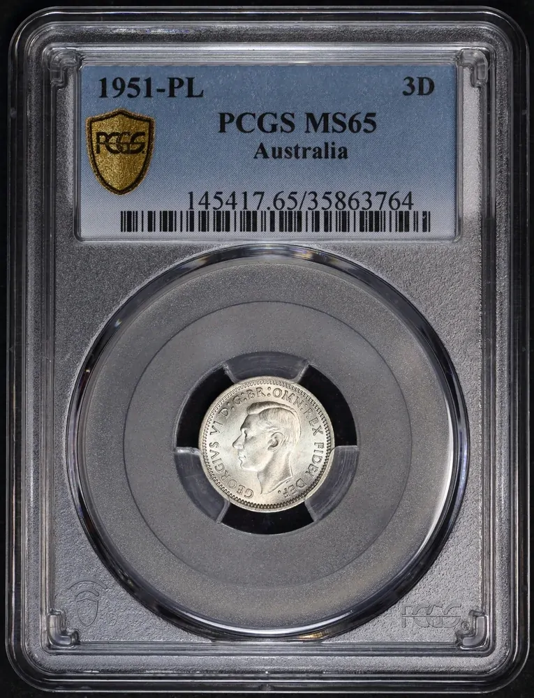 1951-PL Threepence Gem Unc (PCGS MS65) product image