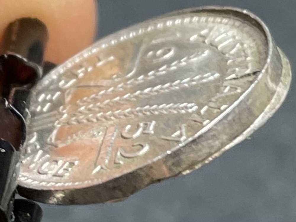 1952 Threepence Obverse Elliptical Brockage Error about Unc product image