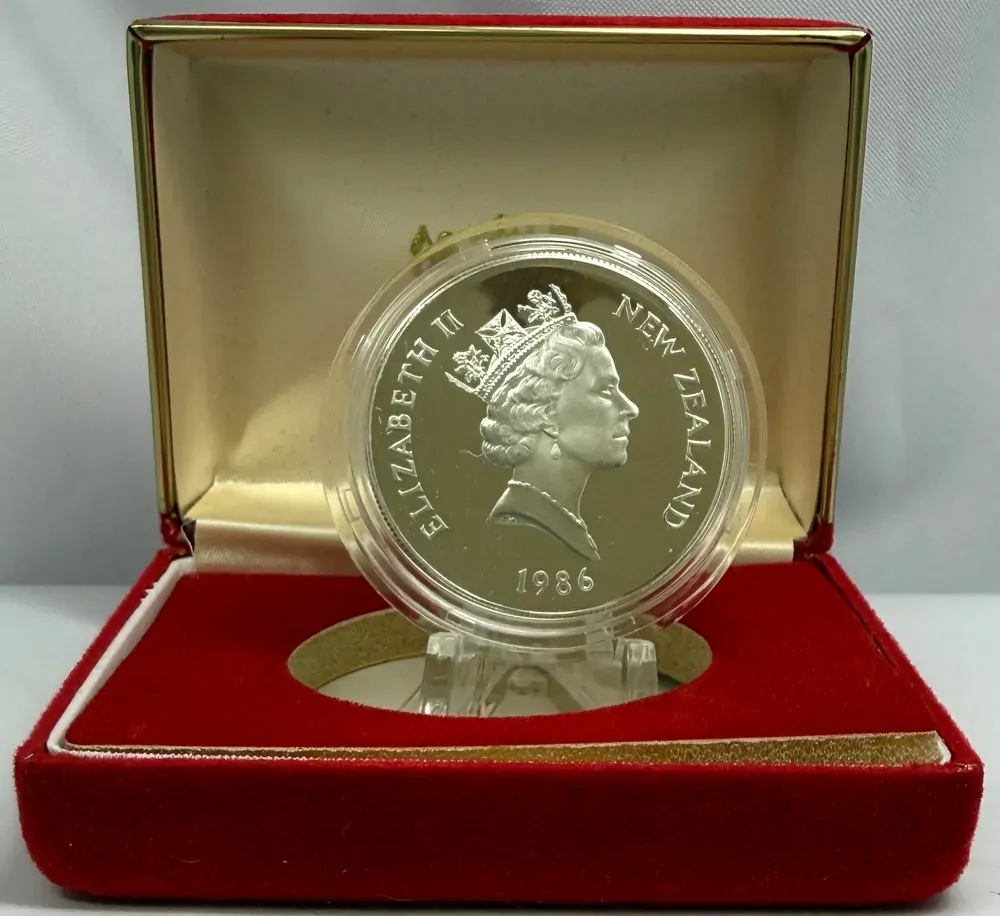 New Zealand 1986 Silver 1 Dollar Proof Coin Royal Visit product image