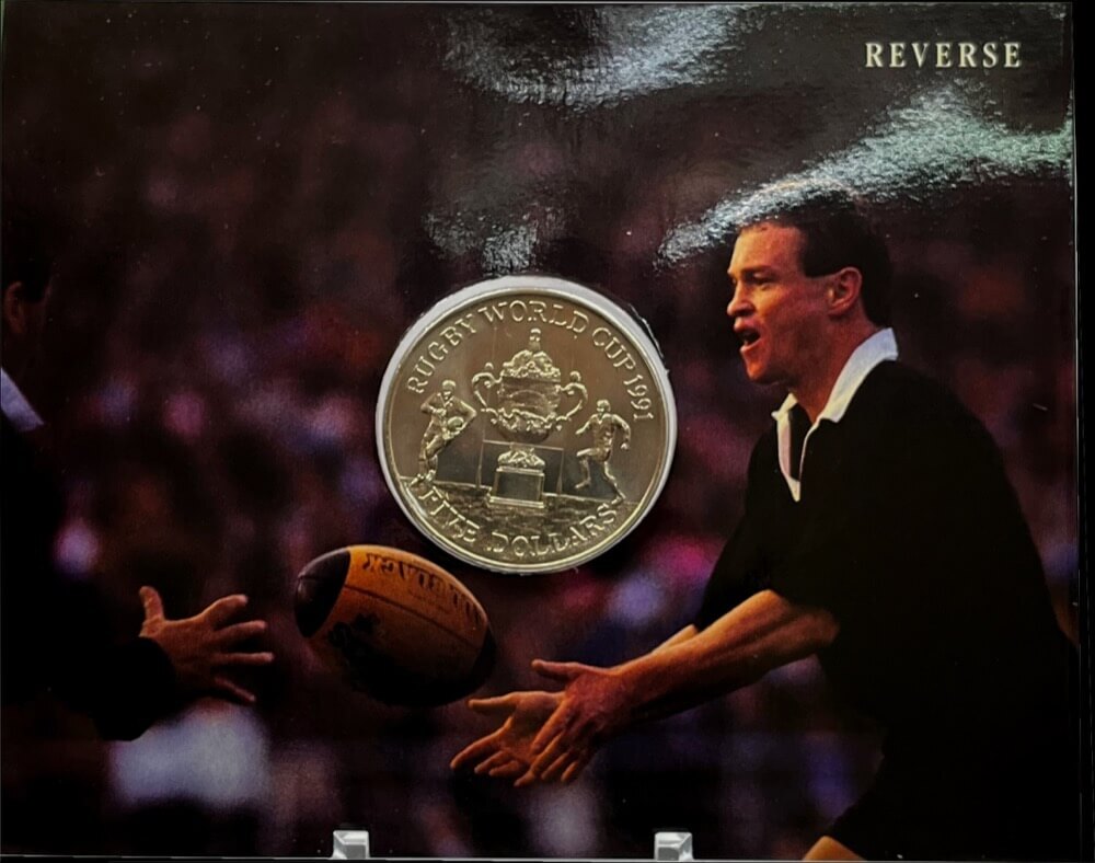New Zealand 1991 Five Dollar Uncirculated Coin - Rugby World Cup product image
