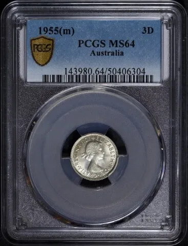 1955 Threepence Choice Unc (PCGS MS64) product image