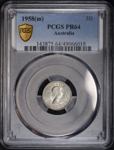 1958 Melbourne Proof Threepence PCGS PR64 product image